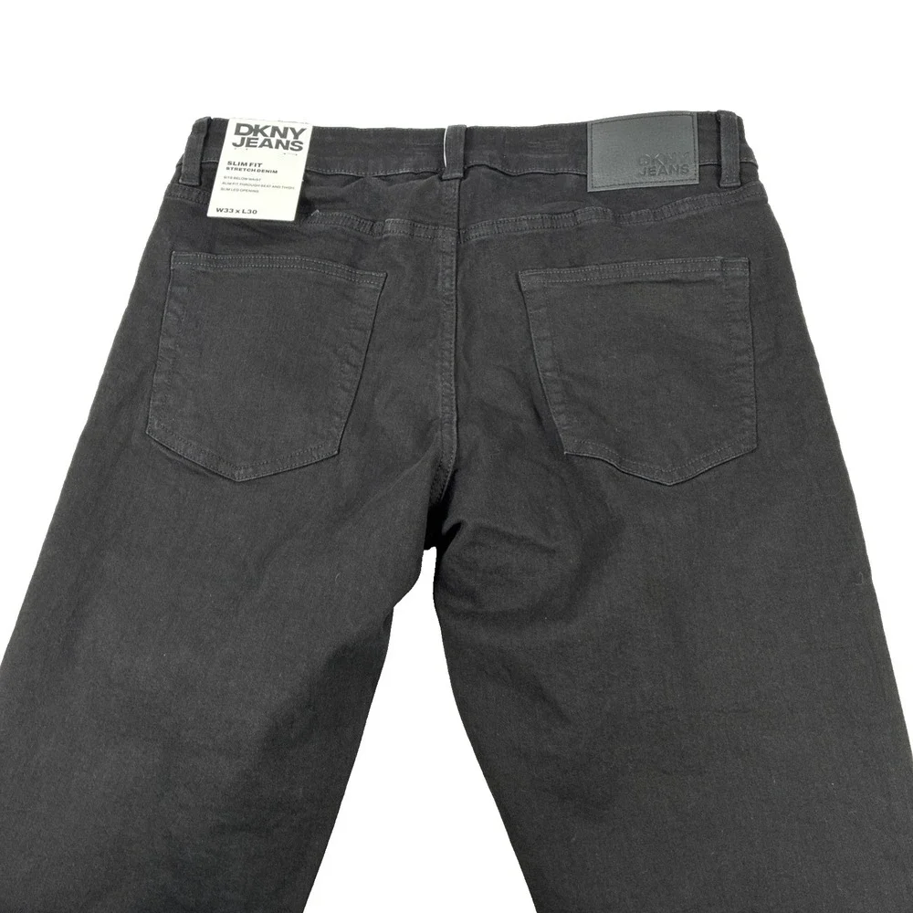 New Mens DKNY Jeans Bedford Slim Black Denim Size 33x30 NWT $79